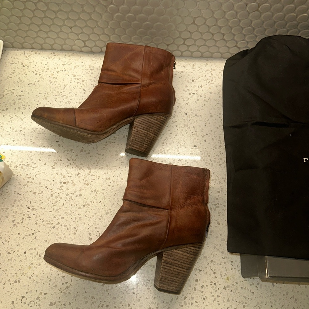 rag & bone Classic Newbury Brown Leather Boots with box